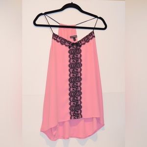 Express Women’s M pink and black lace tank top